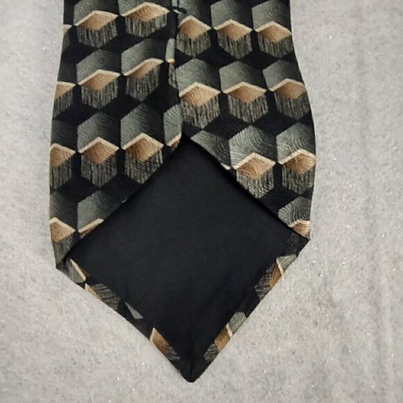 JF J Ferrar Mens Black, Cream, Tan, Green, 100% Silk Classic Business Neck Tie - Picture 8 of 9